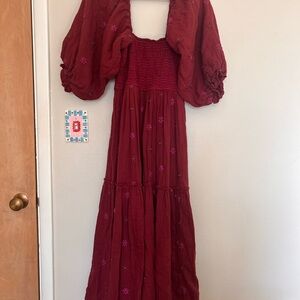 Free People Maxi Dress with Puff Sleeves